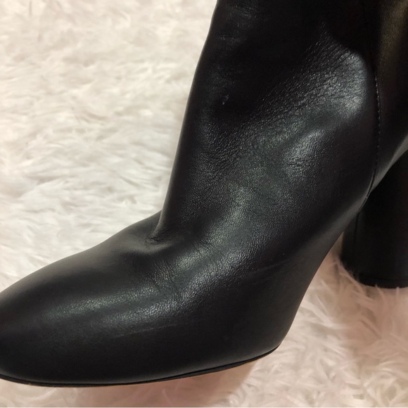 Asos Design Black Leather Booties cylinder heel size 8 zipper - Picture 10 of 15